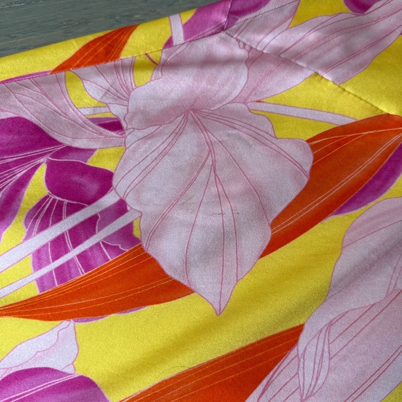 Retrofete Keaton Botanical Floral Pink Silk Strapless Gown Maxi Dress - SMALL - Picture 7 of 13